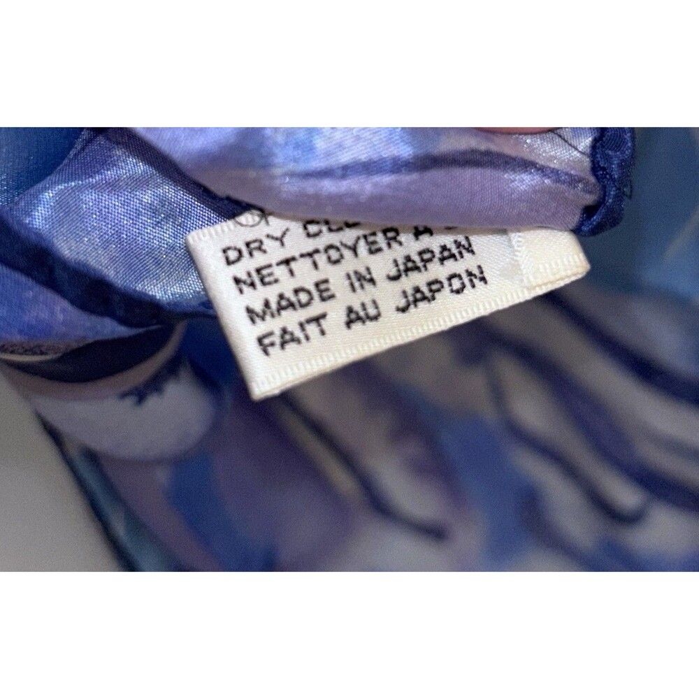 Vintage Vera Square Silk Scarf Blue Violet Gray Seashells - Picture 3 of 5